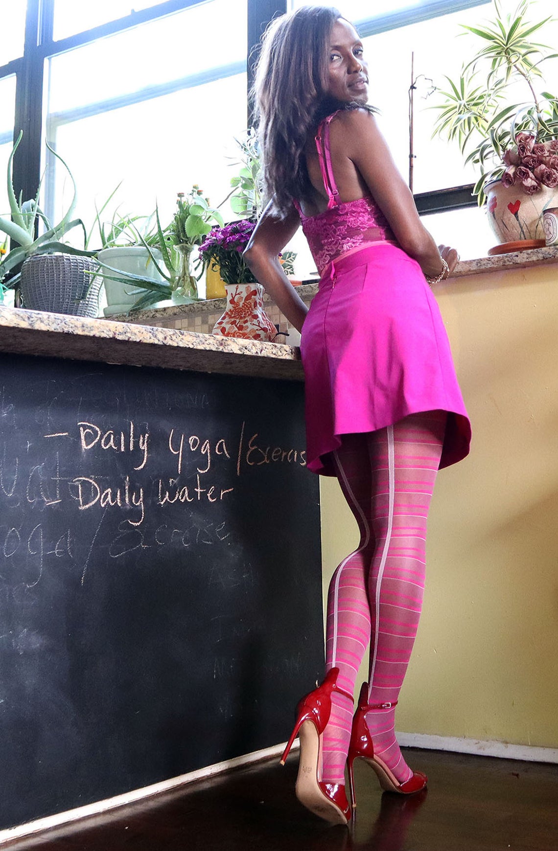 pink pantyhose
